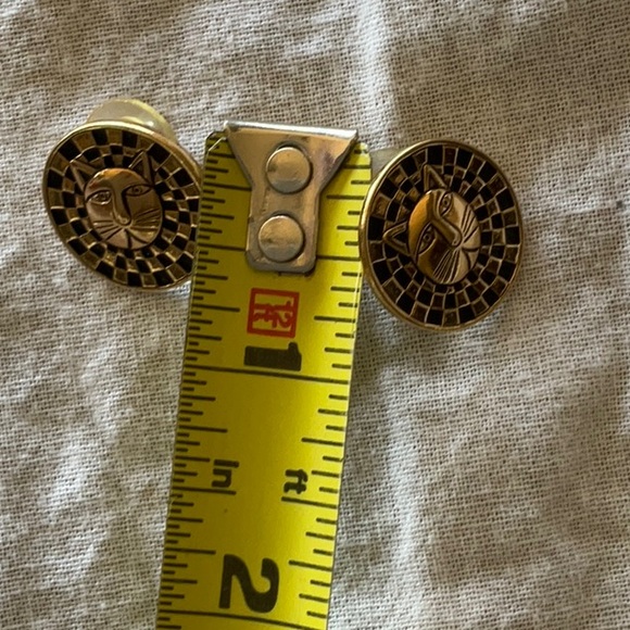 Laurel Burch Cat Face Checkered Background Circular Post & Clutch Vintage - Picture 7 of 8